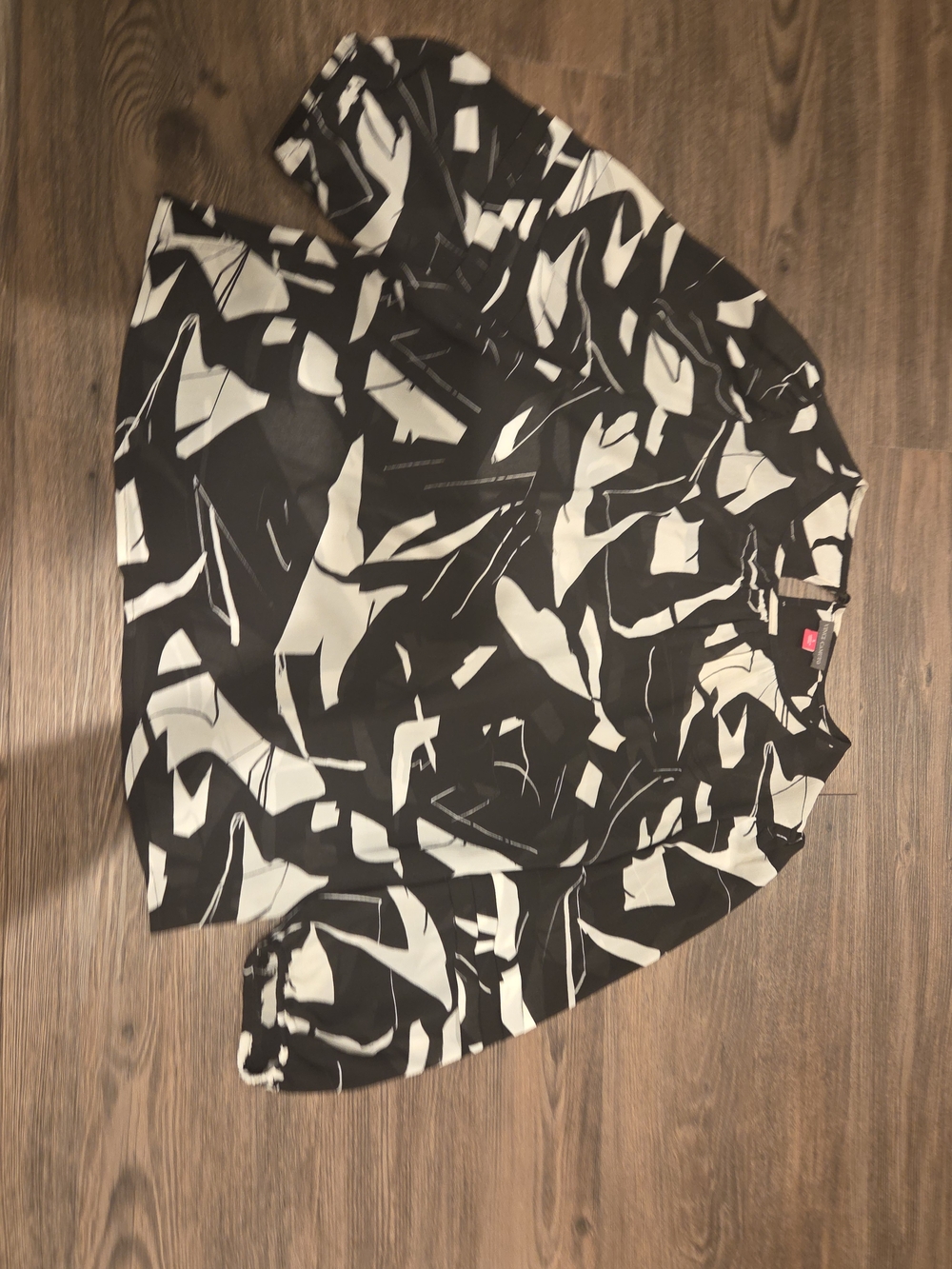 Vince Camuto Black and White Abstract Print Blouse